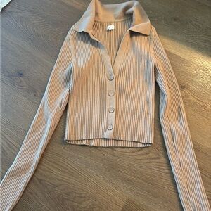 Aerie Tan Ribbed Long Sleeve Top